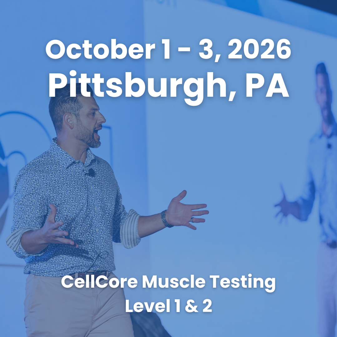 Jimmy Scaringi speaking with text overlay about the October 2026 Level 1 and 2 Muscle Testing Workshop in Pittsburgh, PA.